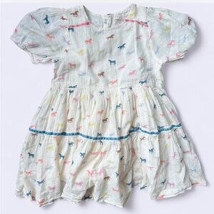 Pink Chicken Colorful Horse Print Kids Dress